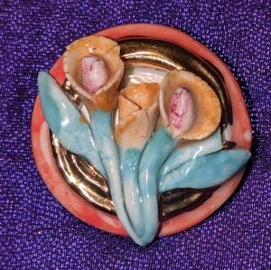 Vintage Ponzini Clay Brooch